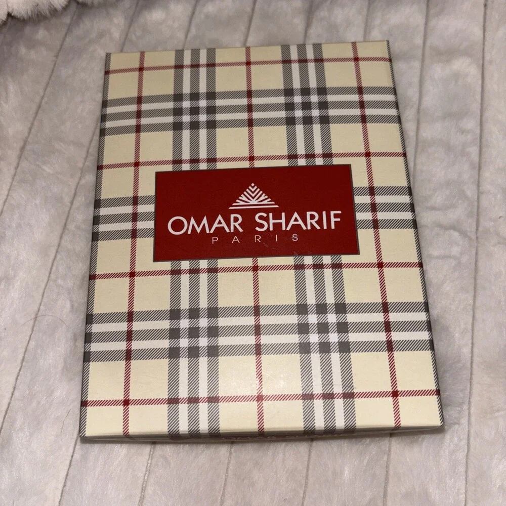 Vintage Omar Sharif Paris Men’s Handkerchief Set - Plaid & Monogram - NIB